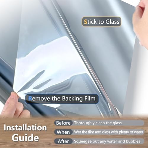 LEMON CLOUD One Way Window Film Window Tint for Home, Silver 23.6″ x 78.7″ - Image 6