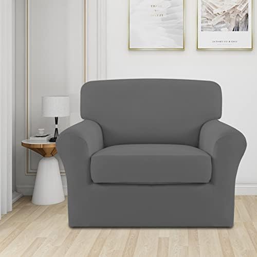 Easy-Going 2 Pieces Stretch Sofa Slipcover for Armchair Washable - Image 2
