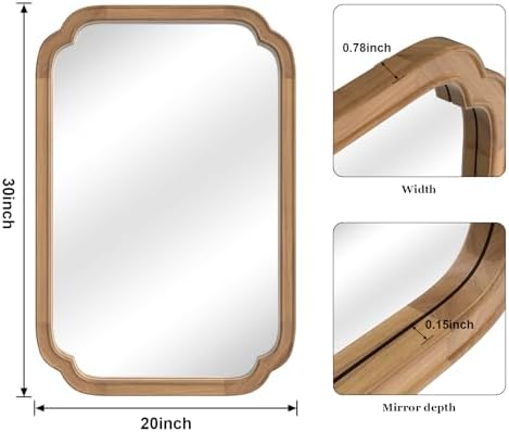 WallBeyond 20" x 30" Rounded Corner Arch Wall Mirror with Wood Frame for Entryway, Living Room or Bedroom Home Decor - Light Woodgrain [20" x 30" Honey-Colored] - Image 6