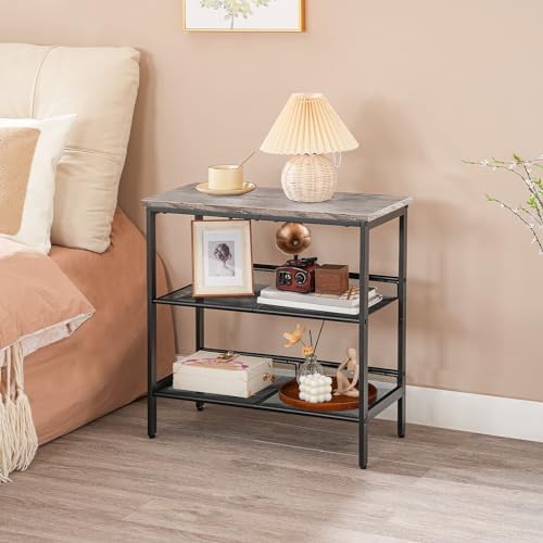 HOOBRO Side Table, 3-Tier Narrow End Table, Nightstand with 2 Flat or Slant Adjustable Shelves for Small Spaces, Hallway, Living Room, Bedroom, Sturdy, Easy Assembly, Greige and Black BG23BZ01G1 - Image 4