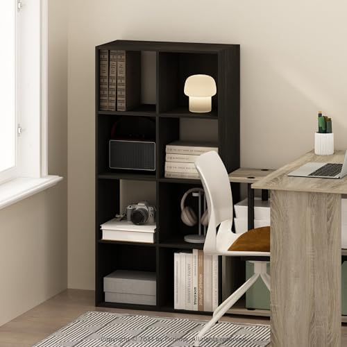 Furinno PELLI Book Shelf, 8-Cube Bookshelf, Horizontal Cube Storage Organizer Bookcase, 11.7 x 23.7 x 47, for Living Room, Bedroom, Home Office, Espresso - Image 2