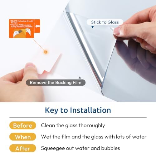 rabbitgoo Window Privacy Film One Way, 17.5" x 78.7", Silver - Image 5
