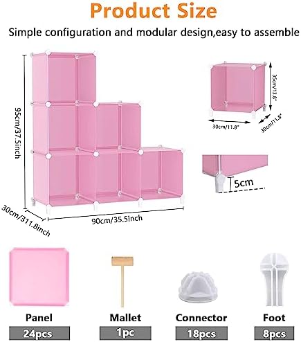 AWTATOS Cube Storage Organizer, Closet Organizers, 6 Cube Shelf, Pink - Image 3