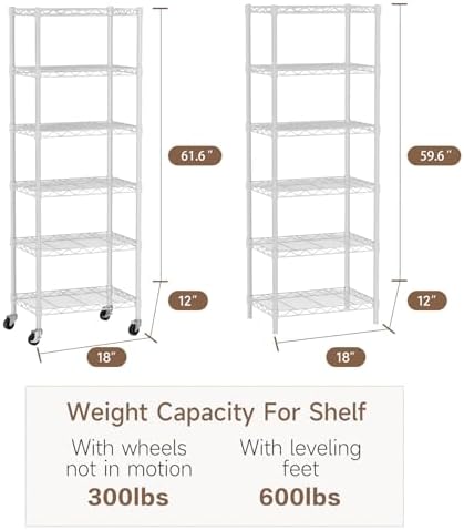 Golpart Small Shelves Storage Wire Metal Adjustable Shelf Unit with Wheels - Image 3
