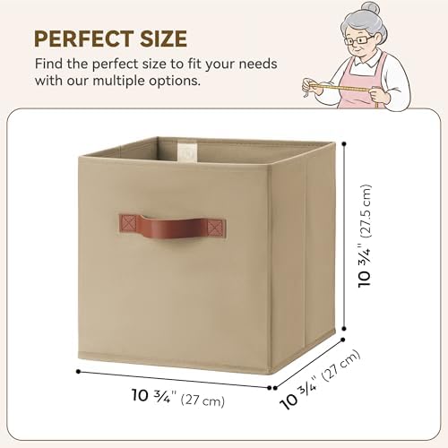 GRANNY SAYS Cube Storage Bins, 11 Inch Cube Organizers, Khaki, 6-Pack - Image 2