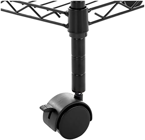 Amazon Basics 3-Shelf Adjustable Heavy Duty Storage Shelving Unit on 2" Wheels, Metal Wire Rack for Garage, Utility Shelving with Leveling Feet, 23.2"L x 13.4"W x 32.75"H, Black - Image 5
