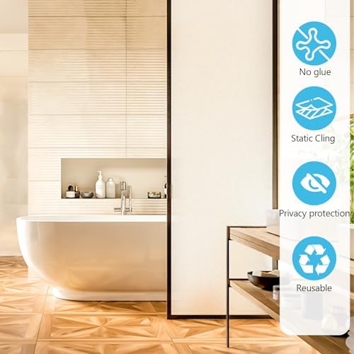 Bloss Frosted Window Privacy Film with Installation Tools,Heat Control UV Blocking Static Cling Windows Films, Bathroom Decorative Film for Home Office Glass Door,35.4 x 78.7 inches - Image 3