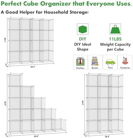 C&AHOME 16 Cube Storage Organizer Cube Shelves Units Storage Cubes, Twill - Image 2