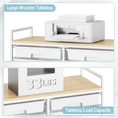 TOOLF 12 Drawers Rolling Storage Cart with Wooden Top for Classroom,White - Image 6