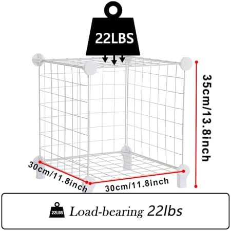 Cube Storage Organizer Metal Wire Shelf for Closet Office White - Image 3