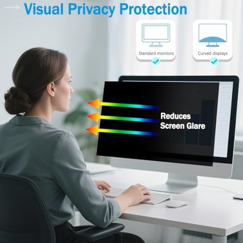 [2 Pack] 20 Inch Computer Privacy Screen for 16:9 Widescreen Monitor, Anti-Glare Privacy Filter, Removable Anti-Scratch Anti-Spy Screen Protector - Image 5