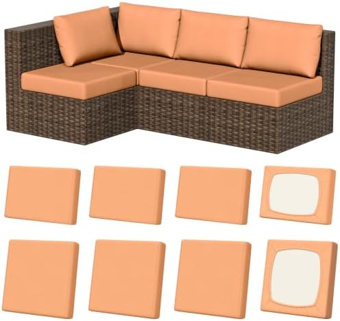 8Pcs Outdoor Cushion Covers, Stretch Patio Furniture Couch Chair Slipcovers by VORSHAPE