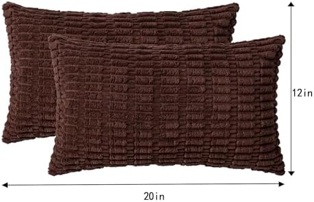 Pack of 2 Corduroy Decorative Throw Pillow Covers 12x20 Inch, Dark Brown - Image 4