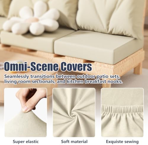 8Pcs Outdoor Cushion Covers, Stretch Patio Furniture Couch Chair Slipcovers - Image 4