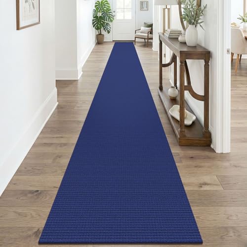 KOZYFLY Braided 2x20 Runners Rugs for Hallway, Extra Long Washable Runner Rug, Woven Non Slip Kitchen Runner, Cotton Entryway Rug, Floor Carpet for Entry, Aisle, Hall, Deep Navy Blue by KOZYFLY