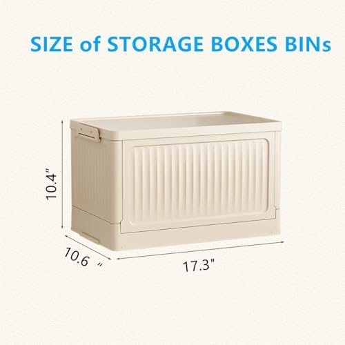 Foldable Storage Bin with Lid, 1‑Pack Beige – Collapsible Storage Box Organizer for Closet, Clothes, Toys, Books, Documents - Image 2