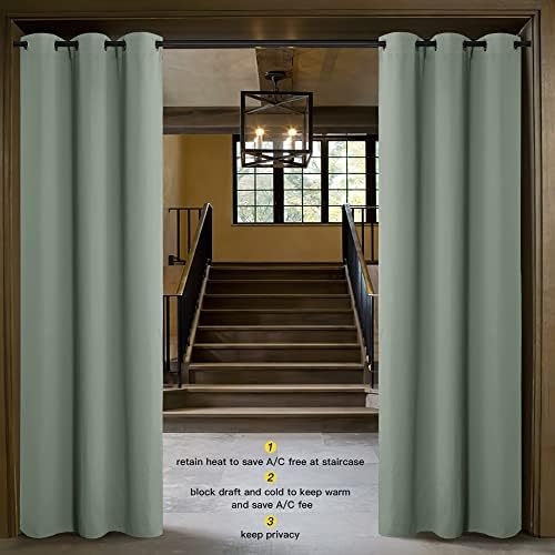 NICETOWN Greyish Green Doorway Curtain Privacy, Door Cover Curtain, Sound Reducing Insulated Thermal Room Darkening Blackout Curtains for Bedroom, 120 inch Length (1 Panel, 5ft Wide by 10ft Long) - Image 2