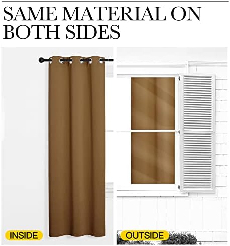 NICETOWN Sound Reducing Room Divider Curtain Screen Partition, Function Thermal Blackout Patio Door Curtain Panel, Sliding Door Insulated Curtain, Gold Brown, 5ft Wide x 7ft Long - Image 6