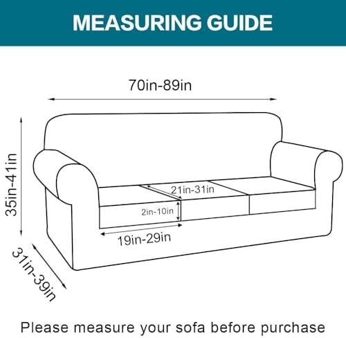 Turquoize 4 Piece Sofa Covers for 3 Cushion Couch Sofa Slipcover Soft Couch Cover for Dogs-Washable Sofa Furniture Cover with 3 Individual Cushion Covers (3 Cushion Sofa, Olive) - Image 2
