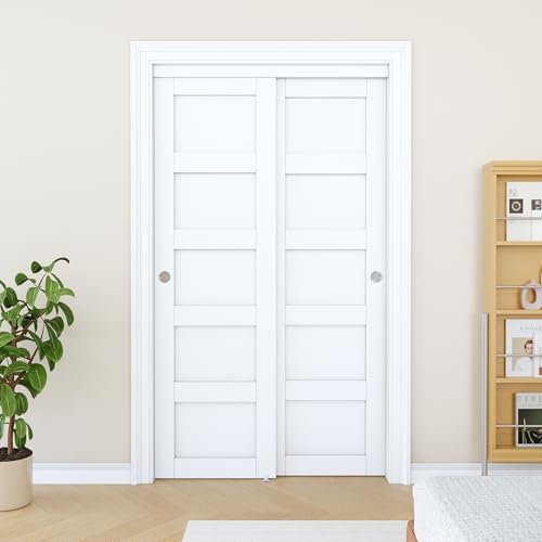 Sliding Closet Door 48"x80", 5 Panel Interior Closet Door, Need to Assemble - Image 2