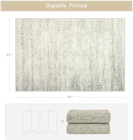 Washable Rugs 6x9 Area Rugs for Living Room,Bedroom,Dining Room-Beige Green - Image 2
