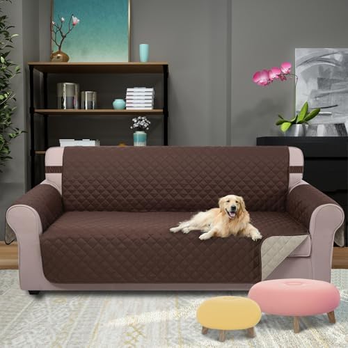 U-NICE HOME Large Sofa Cover Reversible Couch Cover for Dogs, Coffee/Beige - Image 2