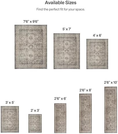 ReaLife Rugs Machine Washable Area Rug - Living Room Bedroom Bathroom Kitchen Entryway Office - Padded Low Pile Stain Resistant Premium - Boho Farmhouse Vintage - Paz - Beige Gray Ivory 2'6" x 10' - Image 2