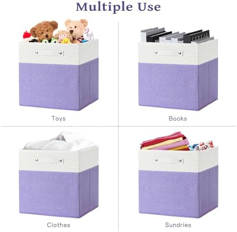 FinishingBo 13x13x13 Storage Cube Bins 4 Pack, Cube Shelf Baskets - Image 5