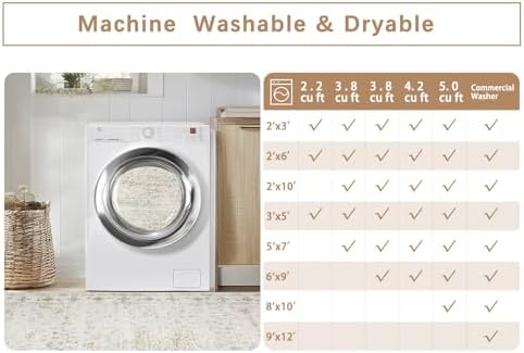 8x10 Washable Area Rugs for Living Room,Bedroom,Dining Room- Neutral Beige - Image 7