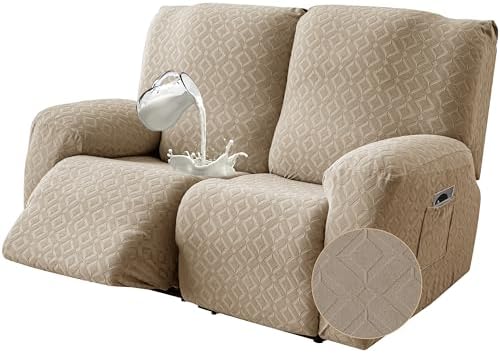 Genina Waterproof Recliner Loveseat Cover,2 Seat Couch Cover,Khaki by Genina