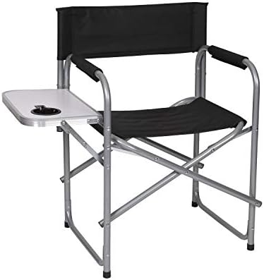 Stansport Directors Chair with Side Table, One Size, Black by Stansport