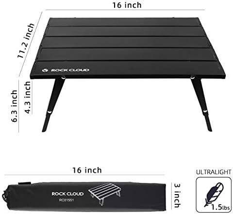 ROCK CLOUD Ultralight Folding Beach Table Adjust Height Aluminum Portable Mini Camping Table - Image 3