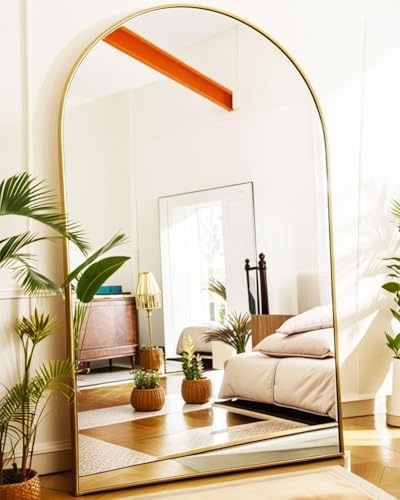 KOMCOTE Full Length Floor Mirror, 82x42 Inch Oversized Arched Standing Mirror in Gold for Bedroom, Living Room, Dressing Room - Elegant Freestanding Leaning Mirror Decor by KOMCOTE