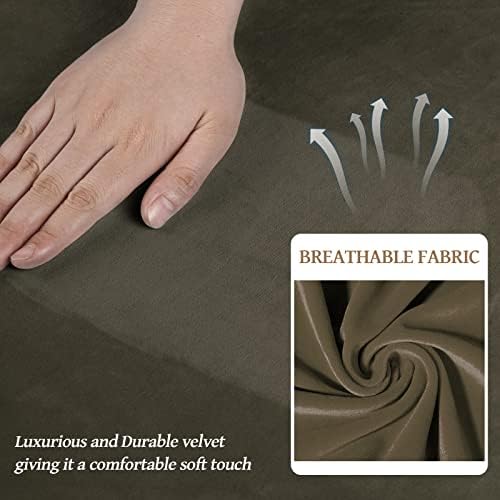 WEERRW Velvet Stretch 3 Pieces Couch Cover for Sofa Washable, Light Brown - Image 4