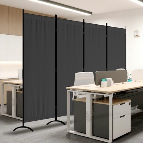 Room Divider 4 Panel Folding Screen Portable Wall with 5 Curved Metal Feet Partition Room Dividers，6FT Wall Divider for Office Divider, Bedroom，Dressing Room,Grey - Image 7