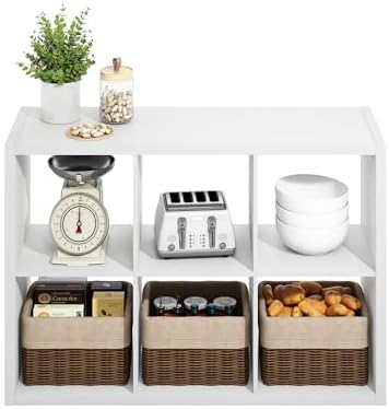 Furinno HERMITE Kitchen Island, 6-Cube Coffee Bar, Extra Thick Kitchen Storage, Bakers Rack, for Pantry Organizers and Storage, Kitchen Organization, White - Image 6