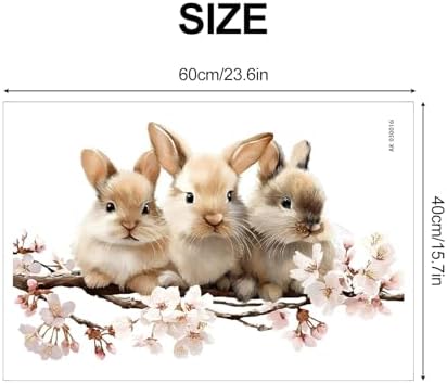 ANNA QUEEN Cute Bunny Wall Decals with Cherry Blossoms | Peel and Stick Spring Animal Wall Stickers – Removable Nursery Vinyl Wall Art for Kids Room, Bedroom, Living Room & Easter Décor - Image 2