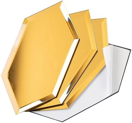 Lovdeco Peel and Stick Beveled Mirror Tile, Mirror Backsplash for Kitchen Bathroom Wall, 4x7.87 Inches Hexagon, Gold (30 Pcs, 4.8 SQ.FT.) by Lovdeco