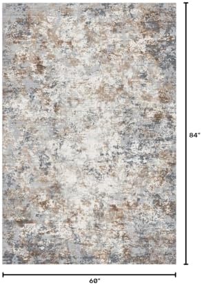 Toneed Abstract Area Rug Modern Washable Rug Soft Non Slip Rug Low Pile for Bedroom Living Room Dining Room Brown/Grey 5x7 Feet - Image 2