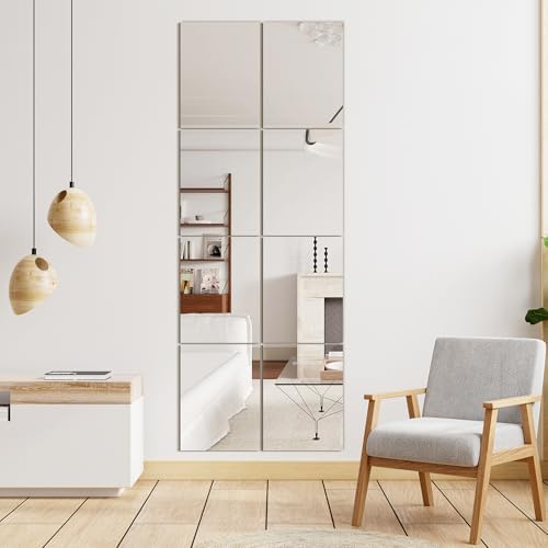 TRAHOME Wall Mirror Tiles, 16"x12"x8PCS Full Length Home Gym Mirror - Image 3