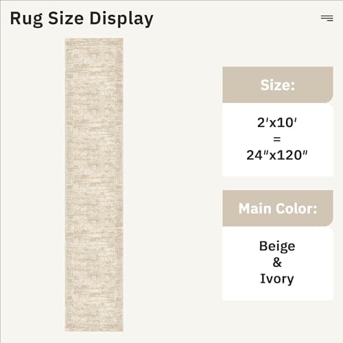 Soalmost Runner Rug 2x10 Washable Non-Slip Hallway Kitchen Runners Beige - Image 4