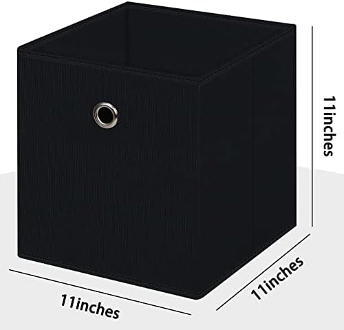 Foldable Storage Cubes Bins ,11 Inch Cloth Storage Cube Fabric Storage Box Cubes Organizer Baskets with Handles for Home Organizer Set of 10 (Black) - Image 2