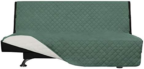 Easy-Going Reversible Couch Cover, Large Futon Sofa, Cyan/Ivory by Easy-Going
