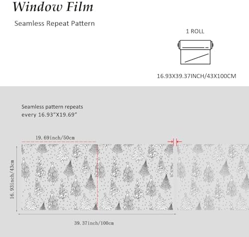 Christmas Window Privacy Film Pure White Xmas Tree Designs Static Clings Decorative Stained Glass Window Stickers Decals Holiday Christmas Static Decals for Winter Party Home Glass Windows 16.9*39.3in - Image 4