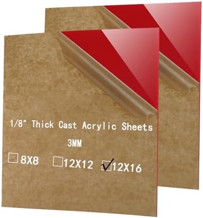 Red Cast Acrylic Sheets Plexiglass Sheets 1/8 in Polycarbonate 12X16 by YMYKLB
