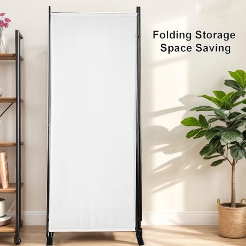Room Divider 6-Panel Privacy Screen, Portable Screen Steel Frame with Hook&Loop for Home, Office, Classroom, Studio, Meeting (White) - Image 5