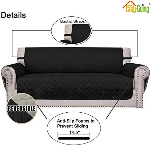 Easy-Going Reversible Couch Cover, 2 Cushion Sofa, Black/Beige - Image 3