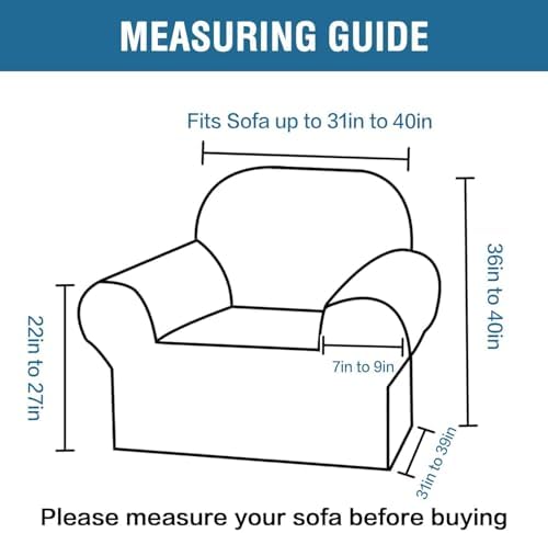 H.VERSAILTEX Armchair Cover High Stretch Sofa Slipcover 1 Piece Couch Covers for Sofa Durable Spandex Fabric Non Skid Machine Washable(Armchair 31"-40", Chocolate) - Image 2