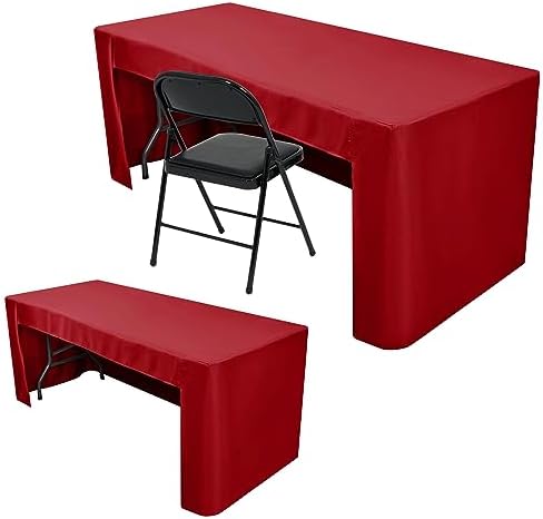 Nasitos 2 Pack 8ft Tablecloth Fitted Red Trade Show Table Covers-Open Back Christmas Tablecloth Washable Fabric Table Cloth for Craft Show, Events, Vendor Booth by Nasitoshomedecor