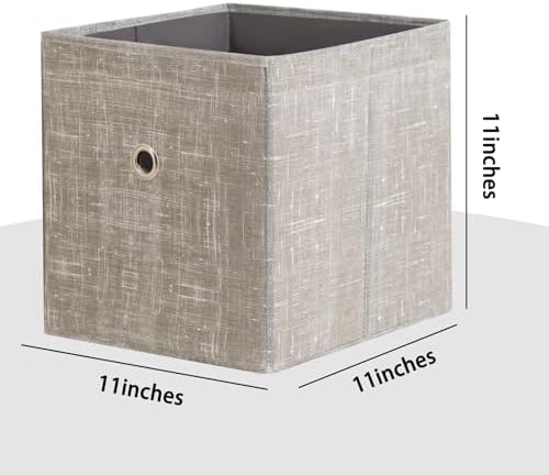 Foldable Storage Cubes Bins ,11 Inch Cloth Storage Cube Fabric Storage Box Cubes Organizer Baskets with Handles for Home Organizer Set of 6 (Cowboy Grey) - Image 2
